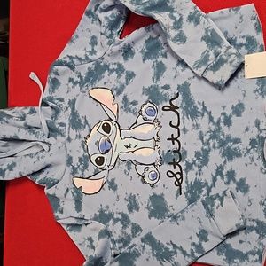 Disney Lilo & Stitch blue long sleeve hoodie STITCH Small NWT
